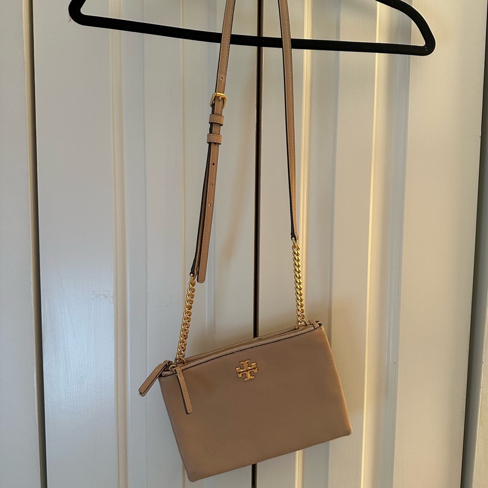 Tory Burch Beige Crossbody with Gold Accents